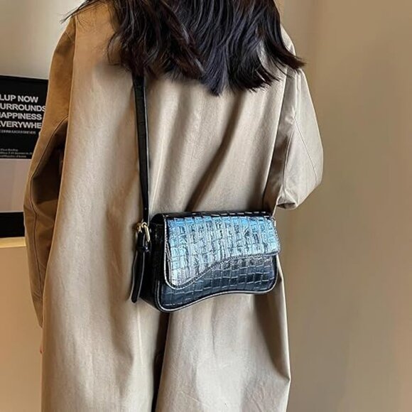 Neiman Marcus Crocodile Black Vegan Leather Purse - Picture 1 of 5